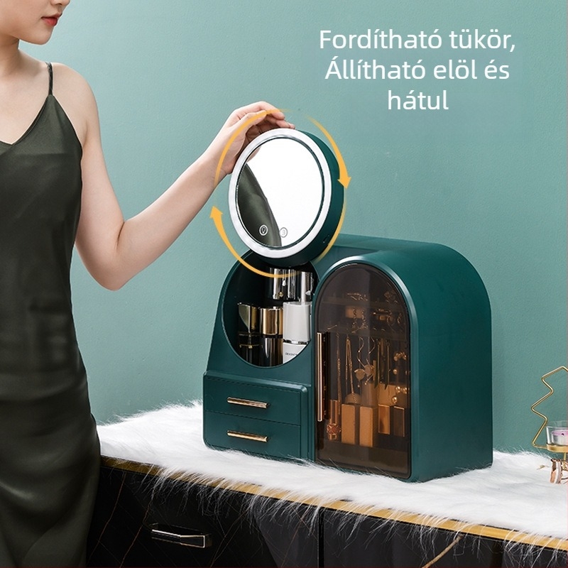 Kozmetikai tároló doboz, modell 1102, műanyag (HIPS+PS), 35L kapacitás, kozmetikumokhoz, modern minimalista stílus