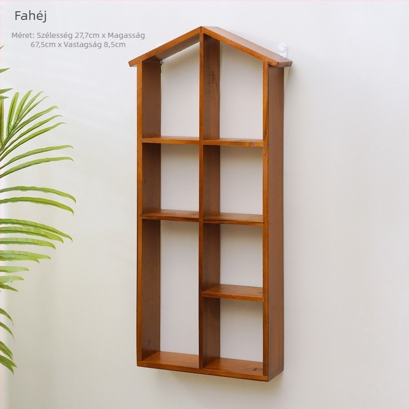 Fali polc fából – 2 réteg, porvédett, falra szerelhető, egyszerű és modern stílus, nappali tároláshoz