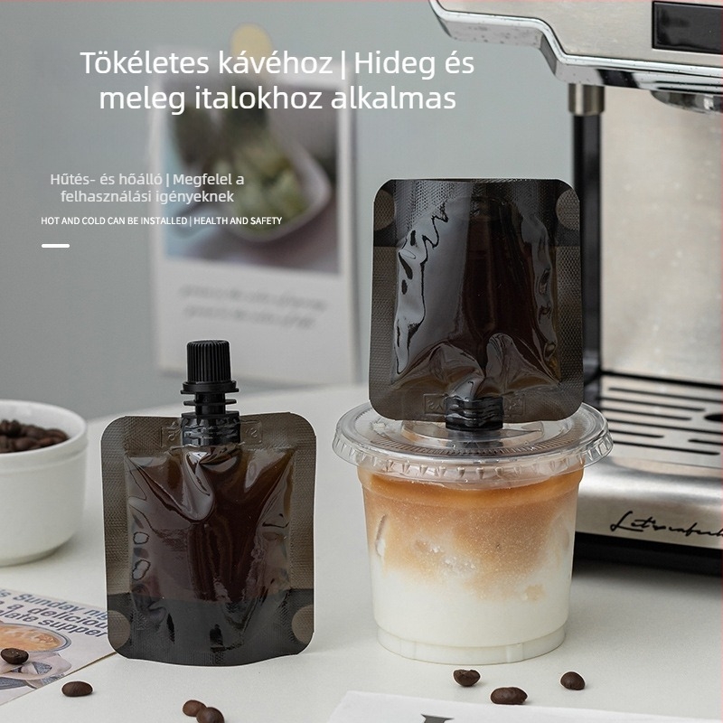 Kávé folyadék adagoló tasak, kis kapacitású, egyszer használatos, szivárgásmentes csomagolás tej-tea üzletek számára