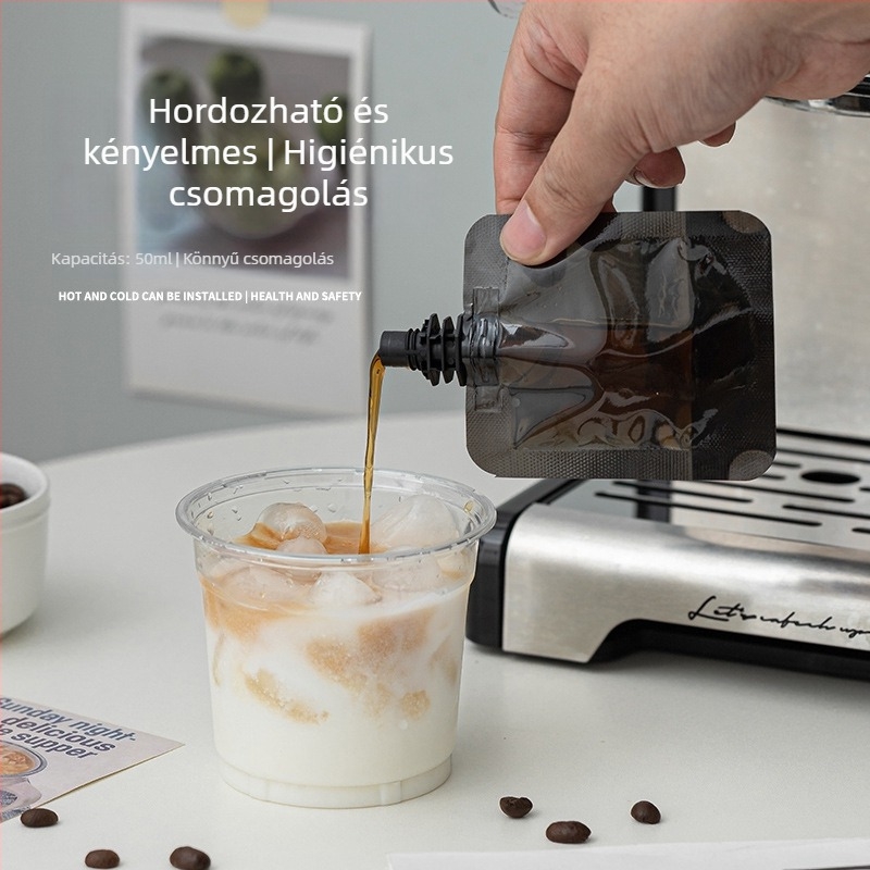 Kávé folyadék adagoló tasak, kis kapacitású, egyszer használatos, szivárgásmentes csomagolás tej-tea üzletek számára