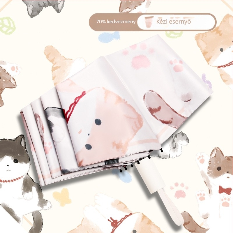 Automata összecsukható esernyő napra és esőre, UV védelem UPF>50, vinil bevonatú vászon, 8 acél bordázat, automatikus nyitás-zárás