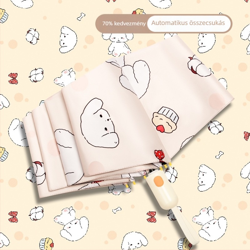 Automata összecsukható esernyő napra és esőre, UV védelem UPF>50, vinil bevonatú vászon, 8 acél bordázat, automatikus nyitás-zárás