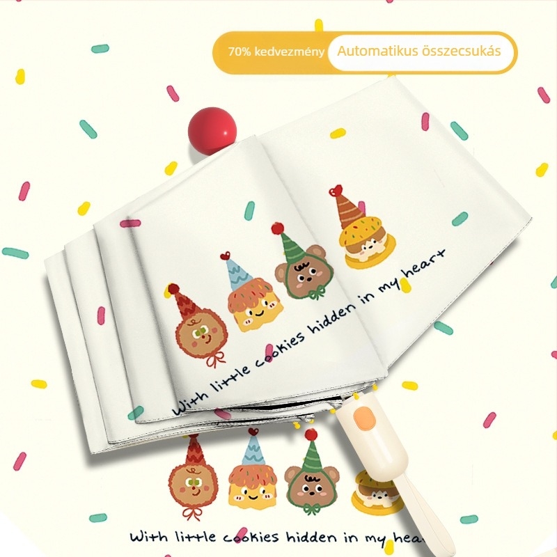 Automata összecsukható esernyő napra és esőre, UV védelem UPF>50, vinil bevonatú vászon, 8 acél bordázat, automatikus nyitás-zárás