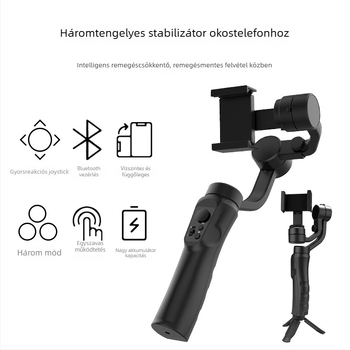 Hármas tengelyes kézi stabilizátor APP-vezérléssel és arcfelismerő követéssel vlogoláshoz; 330° forgás, 150°/s forgási sebesség, ABS anyag, tömeg 400 g