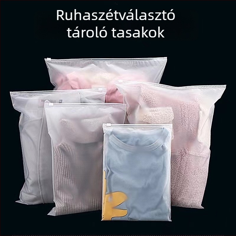Utazási ruhatároló táska cipők és ruhák számára, átlátszó vízálló zsák, porvédő a fehérneműknek, zárási hossz 10–30 cm