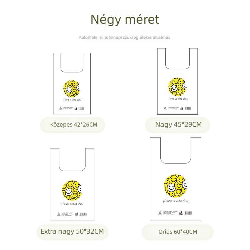 Sodolike Megvastagított mosolygós arcú zacskók általános csomagoláshoz (éttermek, szupermarketek, gyümölcspiacok)