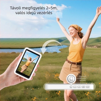 Vezeték nélküli hordozható képernyő-projektor osztott kijelzővel élő közvetítéshez és selfie-hez, Bluetooth, beépített fény