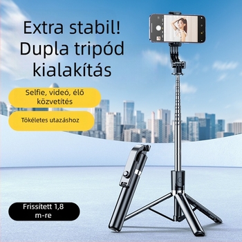 Z7 Alumíniumötvözetes Selfie Stick Tripod Bluetooth távirányítóval, kihúzható telefon-tartó és világítás élő közvetítéshez