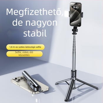 Z7 Alumíniumötvözetes Selfie Stick Tripod Bluetooth távirányítóval, kihúzható telefon-tartó és világítás élő közvetítéshez