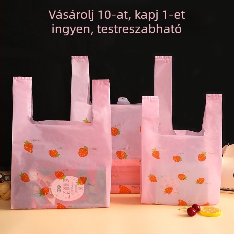 Zhicheng műanyag csomagoló táska ajándékcsomagoláshoz, eper mintás kialakítás, kétszintes felépítés, napi termelés 500000