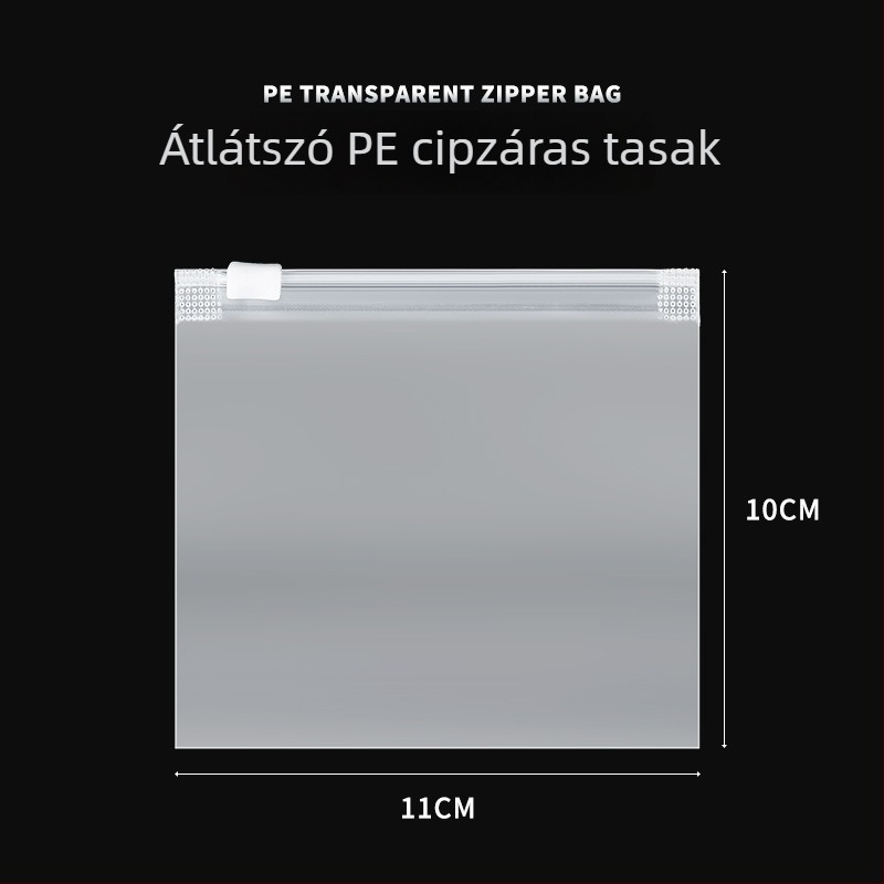 PE-anyagú, vastagított matt cipzáras zacskó, önzáró műanyag tároló ruhákhoz és kiegészítőkhöz, csomagban 50 darab