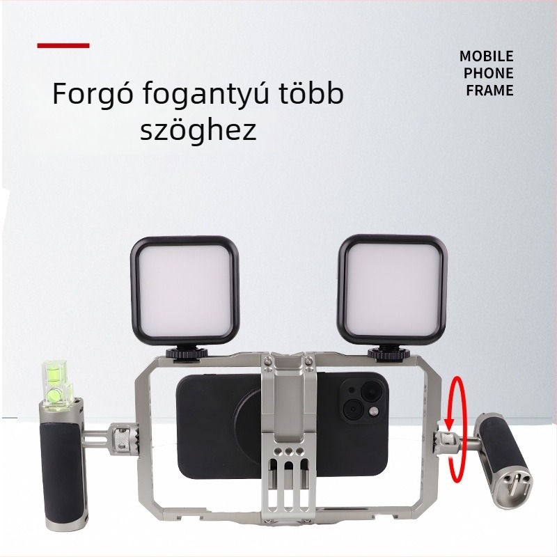 Mobiltelefon stabilizátor kettős fogantyúval, alumíniumötvözet, modell BF-01B, Domineering, teherbírás 2-5 kg