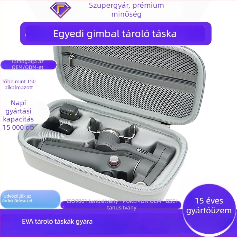 Kézi gimbal tároló táska, testreszabható kivitelben, kompozit anyagok, modell: mobiltelefon stabilizátor kézivel tartó gimbal tároló, 3C elektronikus csomagolás