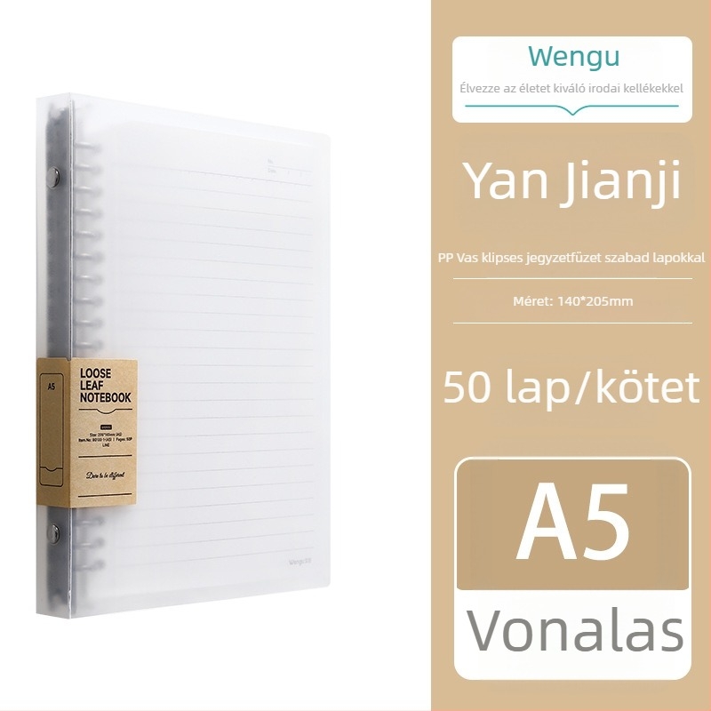 Wengu jegyzetfüzet, nosztalgikus retro stílus, gyűrűs kötés, PP borító, 50 lap