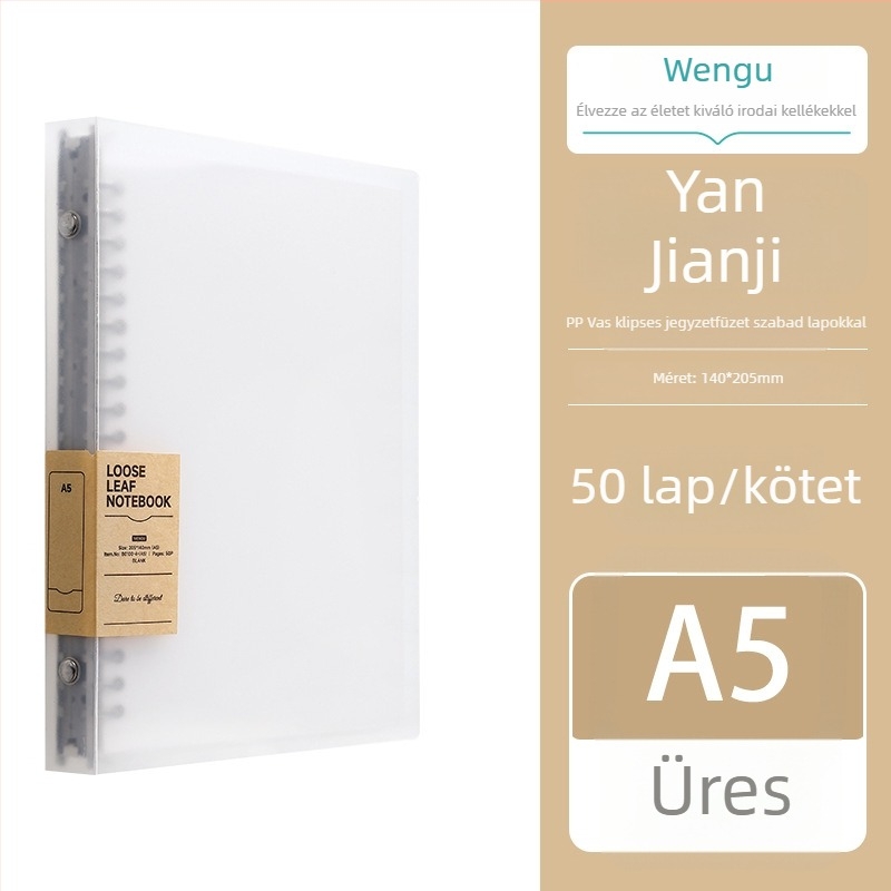 Wengu jegyzetfüzet, nosztalgikus retro stílus, gyűrűs kötés, PP borító, 50 lap