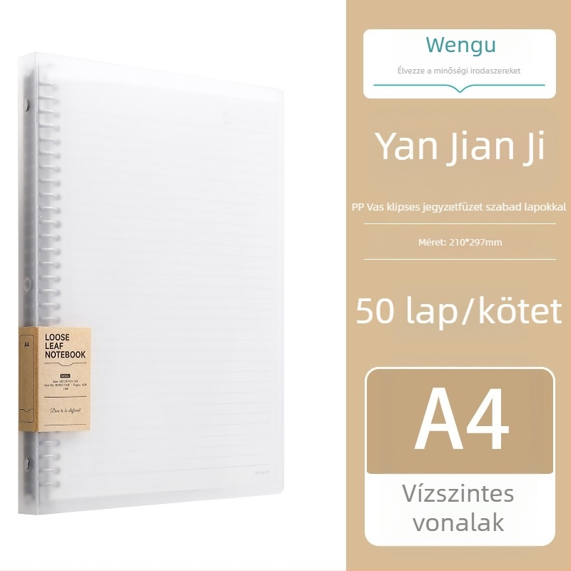 Wengu jegyzetfüzet, nosztalgikus retro stílus, gyűrűs kötés, PP borító, 50 lap