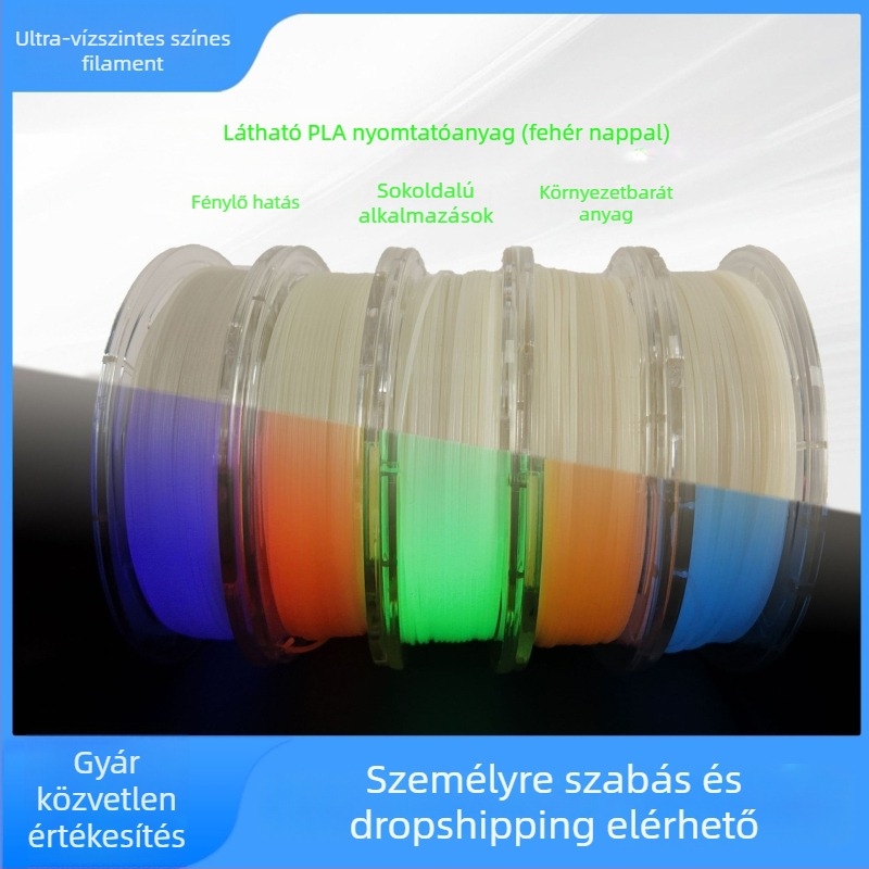 Fénylő PLA filament 3D nyomtatáshoz; 1 kg; kerek keresztmetszet; kompatibilis a Bamboo Innovations FDM nyomtatóval
