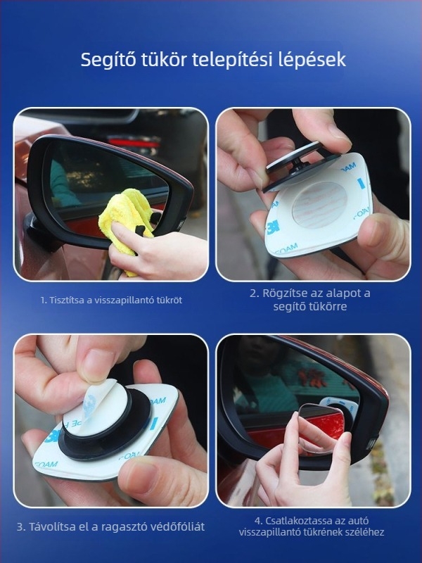 McLallen 360°-os kör alakú hátsó nézet tükör autókhoz – vakfolt segédtükör, ultra-tiszta