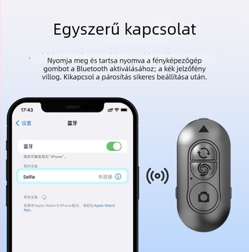 Okostelefon Bluetooth szelfi távirányító – Modell L&Q&C, Bluetooth 4.0, ABS anyag, Tömeg 15