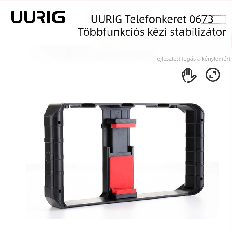 Mobiltelefon stabilizátor videófelvételhez – dupla kézben tartó rögzítő, ABS, Bluetooth nélkül, távirányító nélkül, testreszabható
