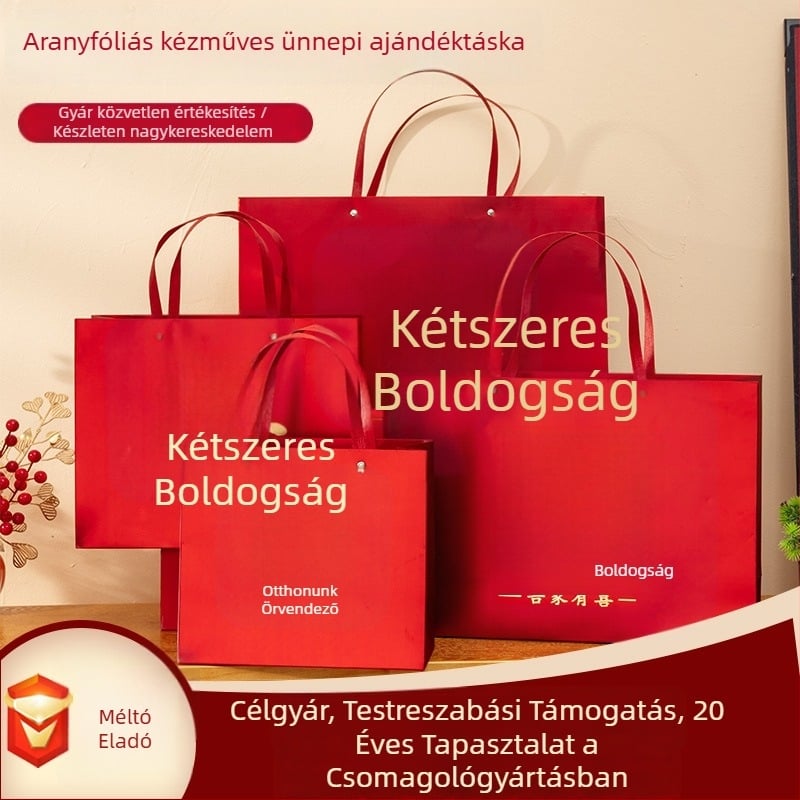 Esküvői ajándék tasakok készlet, hőszalagos díszítés, karton alapanyag, Baijin márka, négy darabos készlet