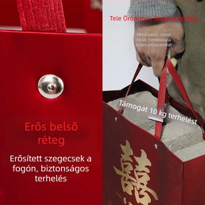 Esküvői ajándék tasakok készlet, hőszalagos díszítés, karton alapanyag, Baijin márka, négy darabos készlet