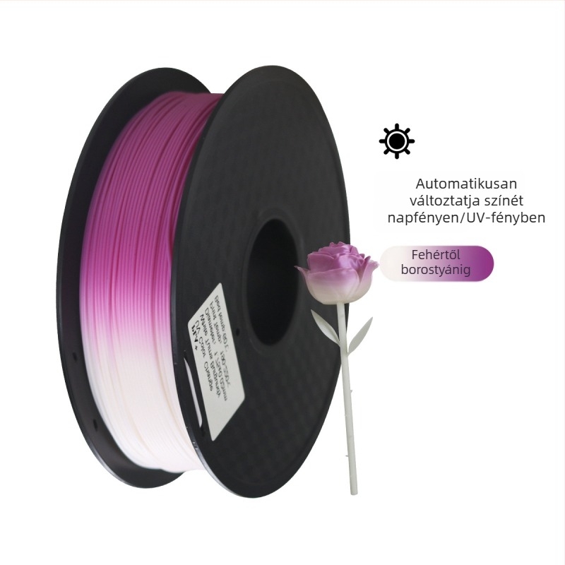 Fényérzékeny PLA+ filament 3D nyomtatáshoz, UV színváltó hatás, 1 kg tekercs