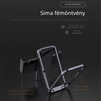 Fém telefon-tartó gyűrűvel, hátoldali klipsz és teleszkópos állvány