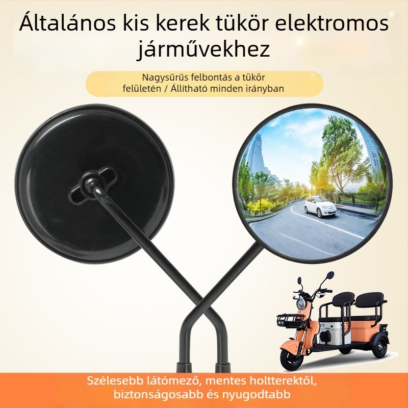 Elektromos motorkerékpár visszapillantó tükör fish-eye, széles látómező, domború tükör, nagy felbontás, univerzális anti‑fényvisszaverődés