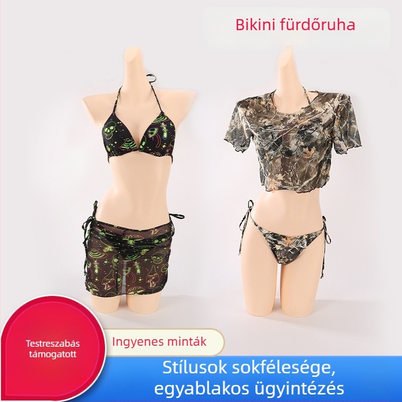 Virágmintás női bikini szett, gyönyörű hátsó dizájnnal, gyors száradás