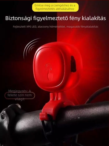 LD69 Kerékpár érintéses kürt, újratöltő elektromos csengő, magas hangerővel és figyelmeztető fénnyel, műanyag ház
