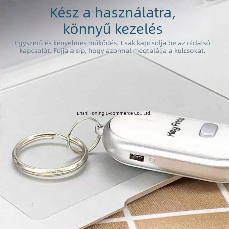 Kulcstartó riasztó az elvesztés elleni védelemhez, helymeghatározás és hangvezérlésű síp