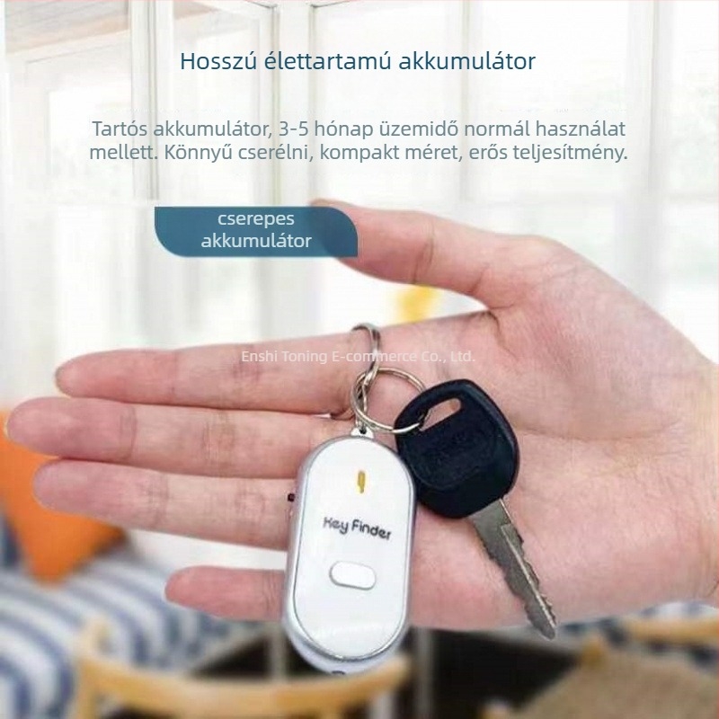 Kulcstartó riasztó az elvesztés elleni védelemhez, helymeghatározás és hangvezérlésű síp