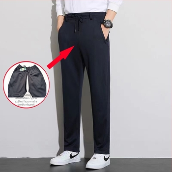 Férfi Ice Silk sportnadrág tavasz–nyárra, open-crotch és rejtett, dupla csúszkás zipzárral, egyenes szabás, laza derék, bambusz rost és poliészter-elasztán keverék