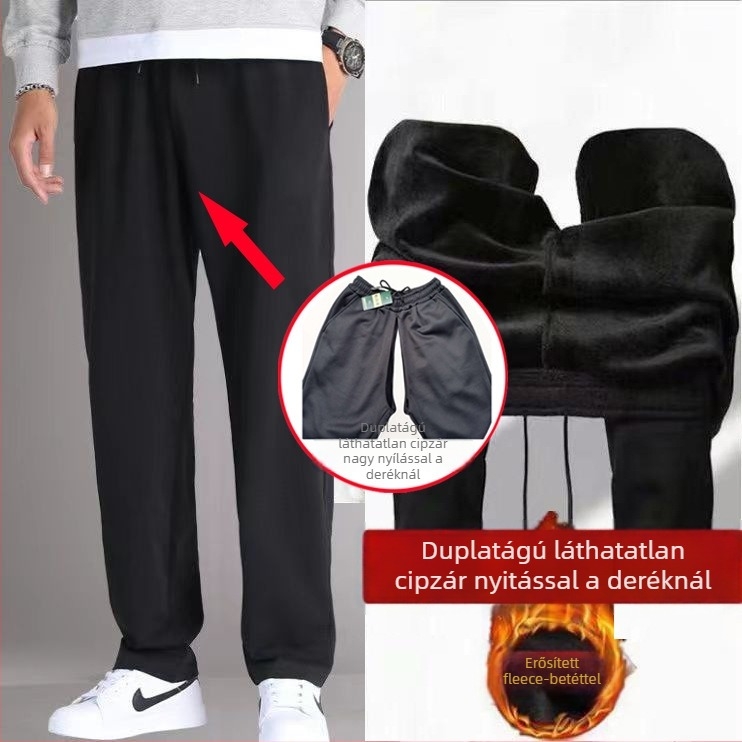 Férfi Ice Silk sportnadrág tavasz–nyárra, open-crotch és rejtett, dupla csúszkás zipzárral, egyenes szabás, laza derék, bambusz rost és poliészter-elasztán keverék