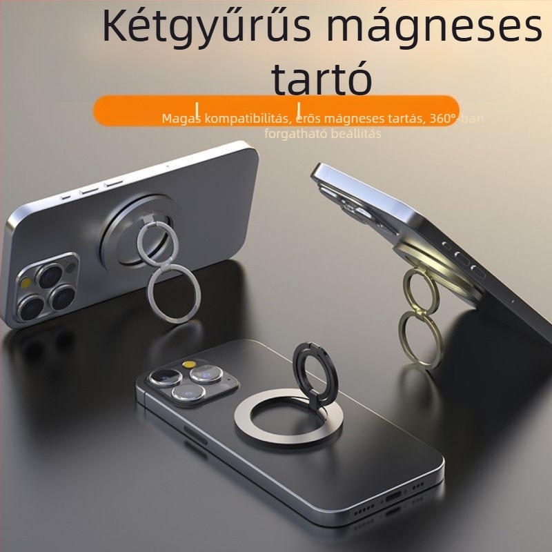 MagSafe asztali telefon-tartó, dupla mágneses gyűrű, összecsukható, 3× forgás