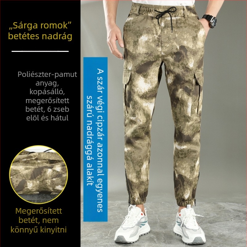 Kamuflállal ellátott munkanadrág nők és férfiak számára, kétszeres rétegű, kopásálló külső építőipari munkákhoz, pamut-poliészter keverék