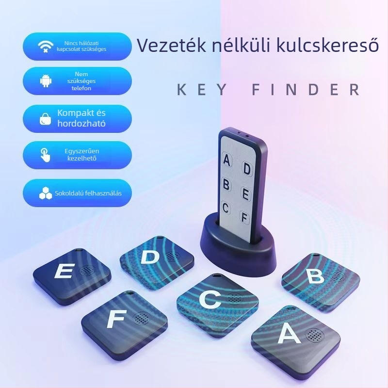 Belső tárgykereső One to Six modell, Bluetooth 5.3, 40 m hatótávolság, 190 mAh akkumulátor, méretek 84×33×7.5 mm
