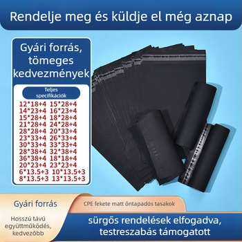 Fekete matt önzáró tasak ruhák csomagolására, vastag, átlátszatlan