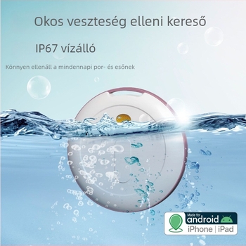 Vízálló Bluetooth GPS nyomkövető, P20A modell, Android és iOS kompatibilis, kulcstartóhoz csatlakoztatható