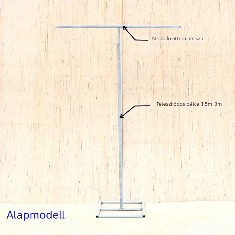 Vasból készült teleszkópos háttéroszlop esküvőkre hálófüggönyös kivitel, T-alakú tartó