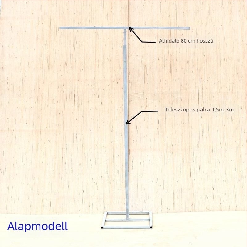 Vasból készült teleszkópos háttéroszlop esküvőkre hálófüggönyös kivitel, T-alakú tartó