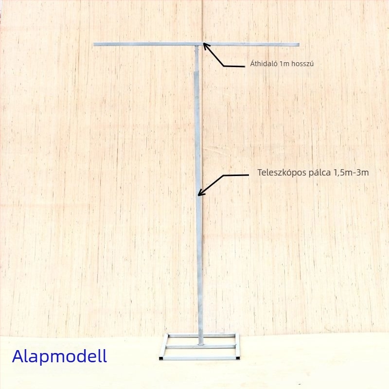 Vasból készült teleszkópos háttéroszlop esküvőkre hálófüggönyös kivitel, T-alakú tartó