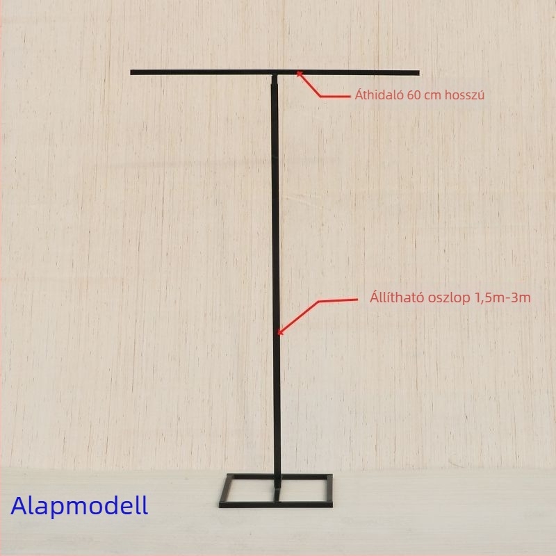 Vasból készült teleszkópos háttéroszlop esküvőkre hálófüggönyös kivitel, T-alakú tartó