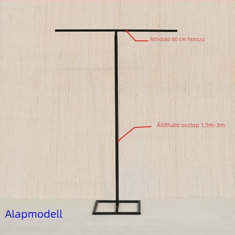 Vasból készült teleszkópos háttéroszlop esküvőkre hálófüggönyös kivitel, T-alakú tartó