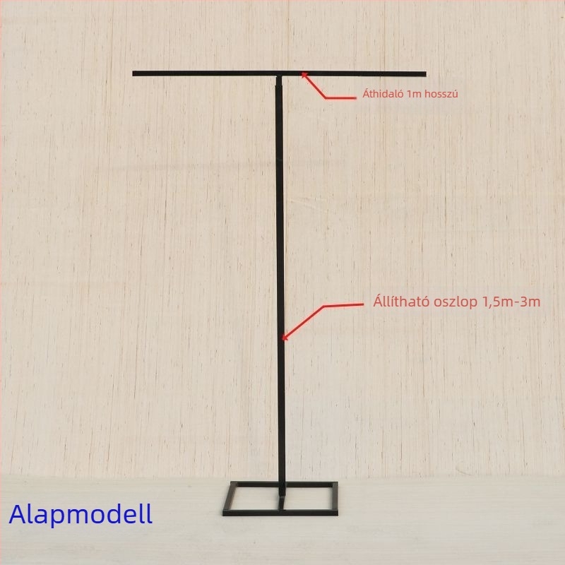 Vasból készült teleszkópos háttéroszlop esküvőkre hálófüggönyös kivitel, T-alakú tartó