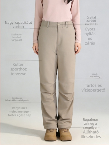 Női poliészter nadrág, egyszínű mintázat, hosszú nadrág, téli, tavaszi és őszi időszakokra