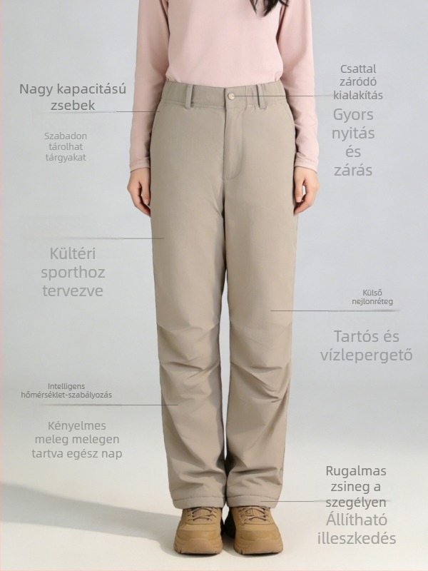 Női poliészter nadrág, egyszínű mintázat, hosszú nadrág, téli, tavaszi és őszi időszakokra