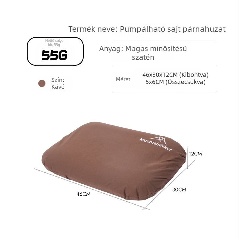 Mountain Guest felfújható sajtos alakú párna szabadtéri kempingezéshez, huzattal, hordozható utazáshoz