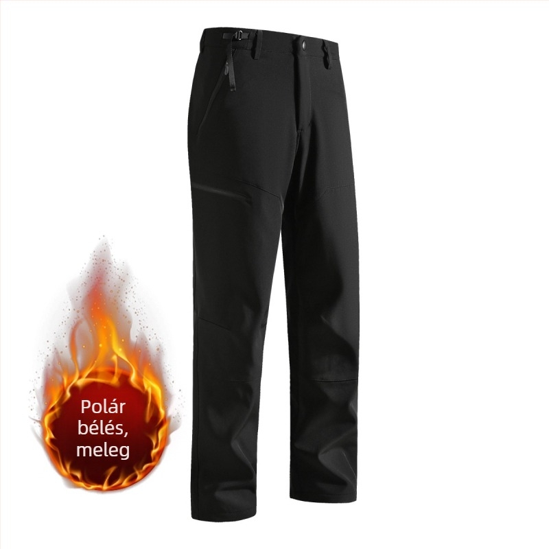 Férfi téli szabadtéri túranadrág fleece-béléssel, slim fit, nylon-spandex anyag
